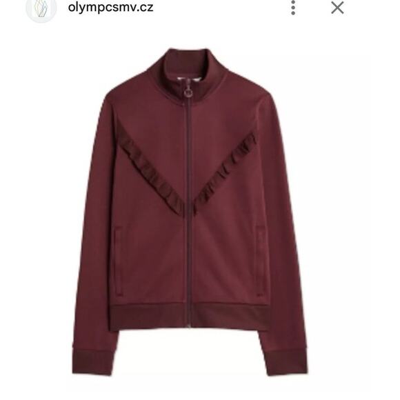 TORY BURCH Sport Tonal Ruffle-Trim Track Jacket - Large - Picture 2 of 8